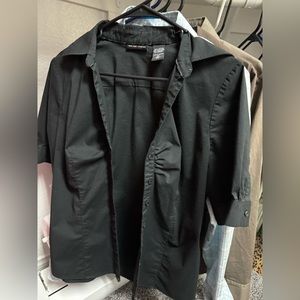 New York and company women’s dress shirt fitted black short sleeve